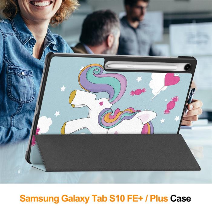 Bild 3,  Samsung Galaxy S10 FE Plus Fodral Tri-Fold Enhörning - Teknikhallen.se