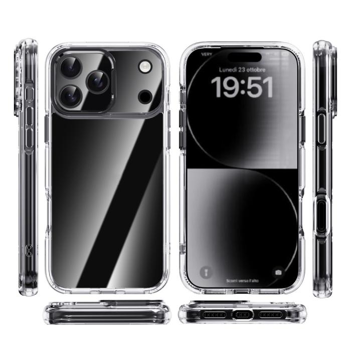 Bild 2, IPAKY IPAKY iPhone 17 Pro Max Skal Shockproof Transparent / Silver - Teknikhallen.se