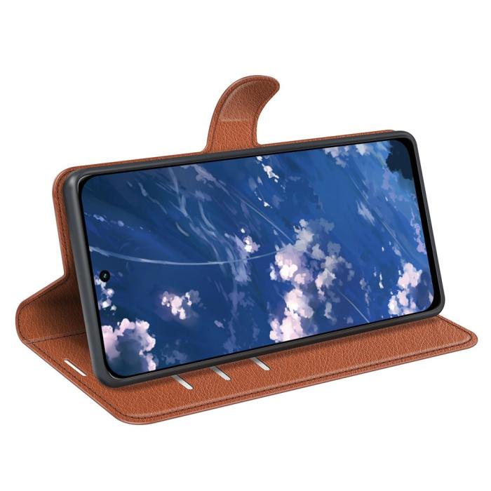 Bild 3,  Motorola Moto G32 Fodral Litchi Läder Brun - Teknikhallen.se