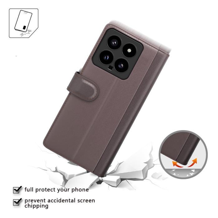 Bild 4,  Xiaomi 14 Fodral Premium Äkta Läder Brun - Teknikhallen.se