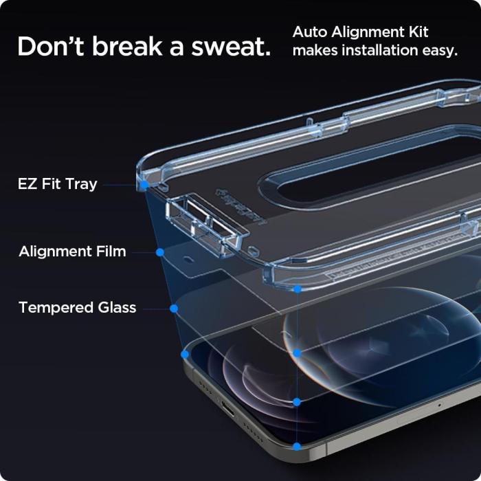 Bild 3, Spigen Spigen iPhone 12/12 Pro 2-PACK Skärmskydd GLAS.tR 
