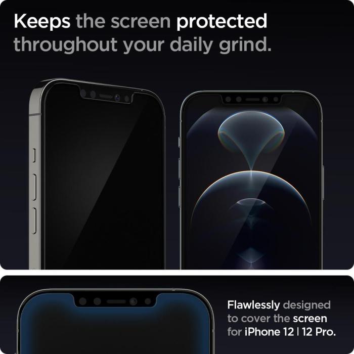 Bild 4, Spigen Spigen iPhone 12/12 Pro 2-PACK Skärmskydd GLAS.tR 