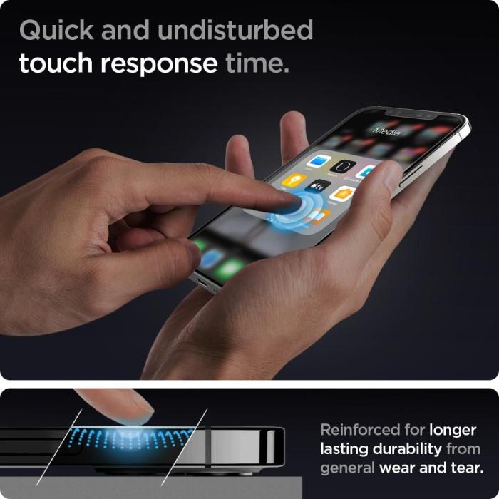 Bild 5, Spigen Spigen iPhone 12/12 Pro 2-PACK Skärmskydd GLAS.tR 
