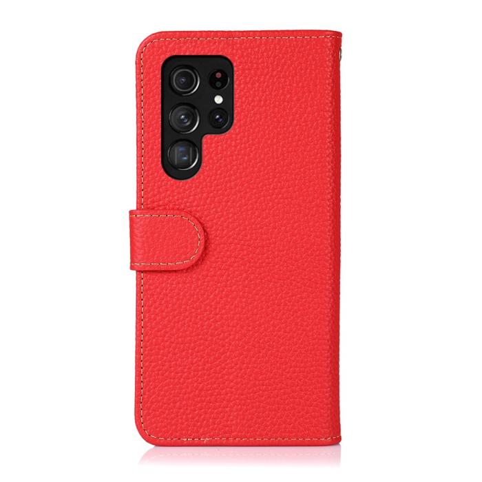 Bild 3, KHAZNEH KHAZNEH Samsung Galaxy S22 Ultra Fodral Litchi Äkta Läder Röd - Teknikhallen.se