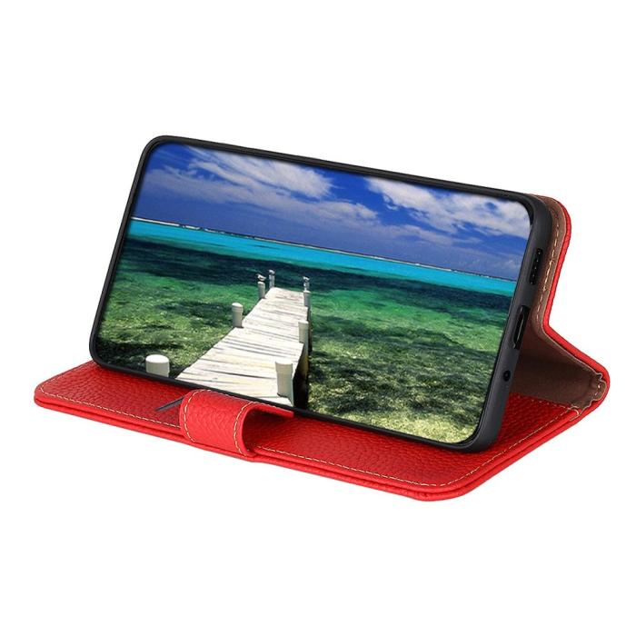 Bild 4, KHAZNEH KHAZNEH Samsung Galaxy S22 Ultra Fodral Litchi Äkta Läder Röd - Teknikhallen.se