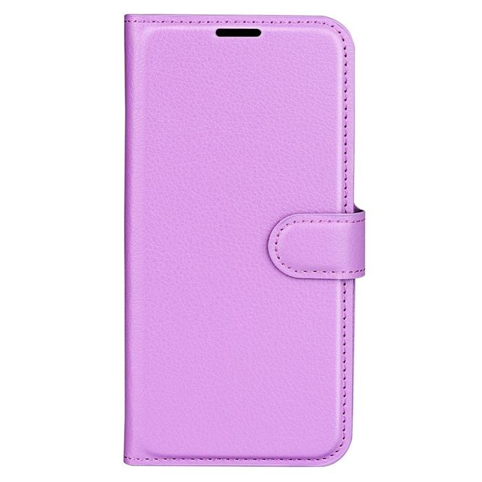 Bild 5,  iPhone 15 Fodral Litchi Textur Lila - Teknikhallen.se