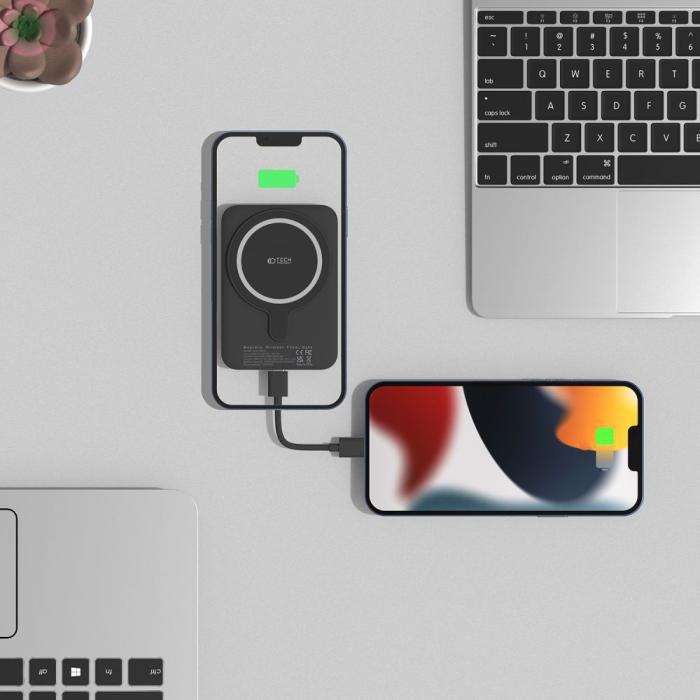Bild 5, Tech-Protect Tech-Protect 5000 mAh MagSafe Powerbank LifeMag Svart - Teknikhallen.se