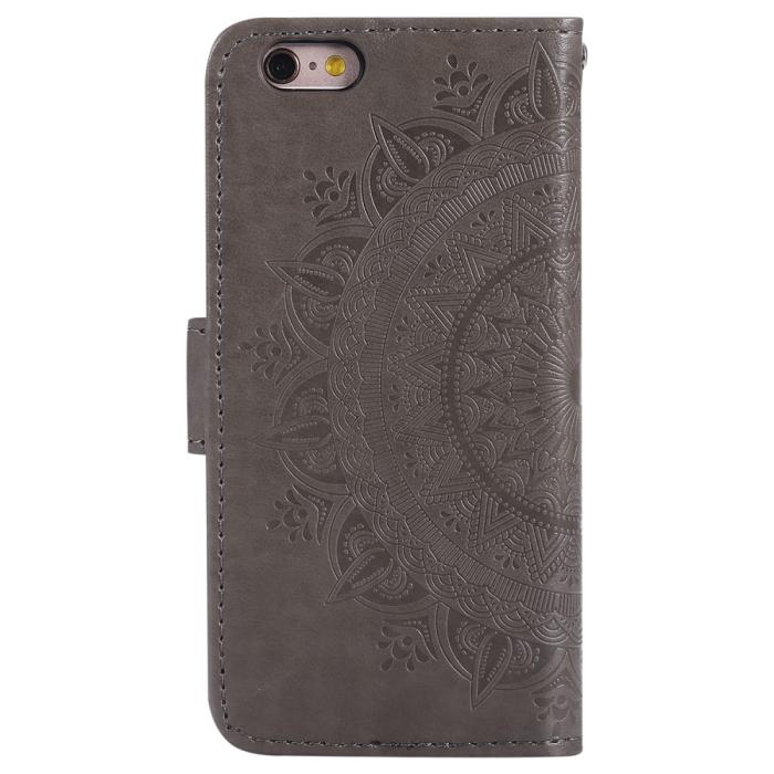 Bild 3,  iPhone 6/6S Plus - Mandala Läder Fodral - Grå - Teknikhallen.se