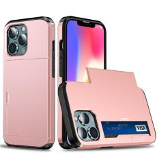 iPhone 13 - Hybrid Skal Med Kortfack - Ros&eacute;guld - Teknikhallen.se