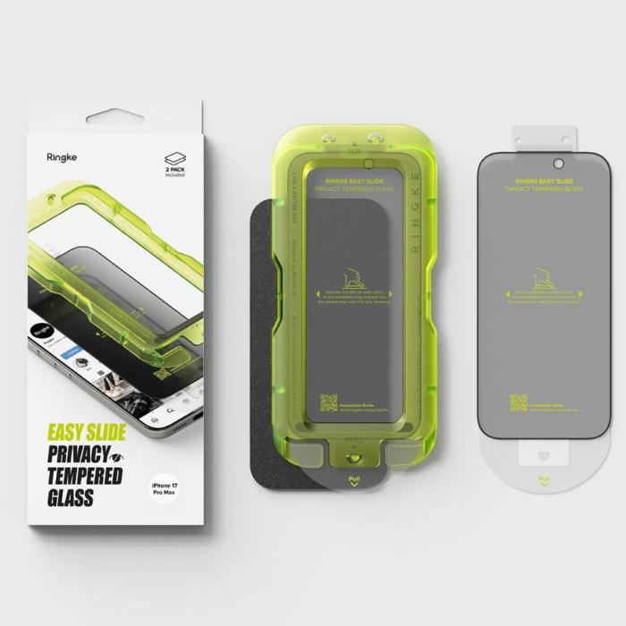 Bild 6, Ringke Ringke iPhone 17 Pro Max 2-PACK Easy Slide Skärmskydd Härdat Glas - Teknikhallen.se