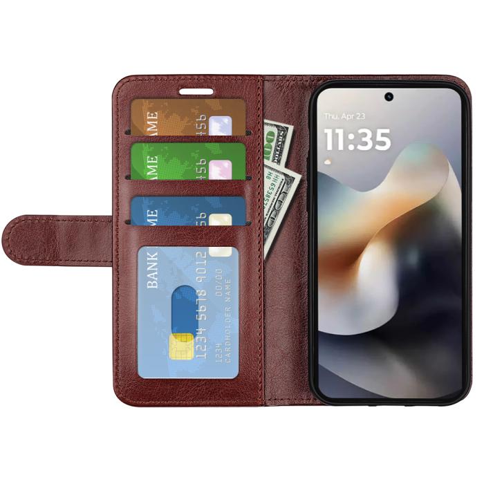 Bild 5,  Motorola Moto G56 5G Fodral Crazy Horse Läder Brun - Teknikhallen.se