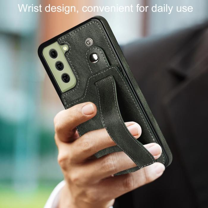 Bild 2,  Samsung Galaxy S21 FE Skal Med Kortfack Och Strap Grön - Teknikhallen.se