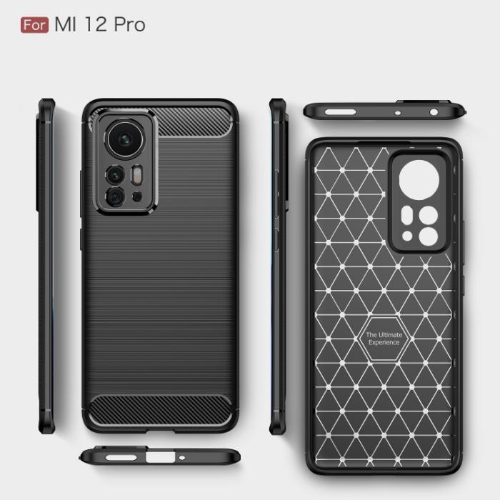 Bild 3,  Xiaomi 12 Pro Skal Borstad Stål Textur Svart - Teknikhallen.se
