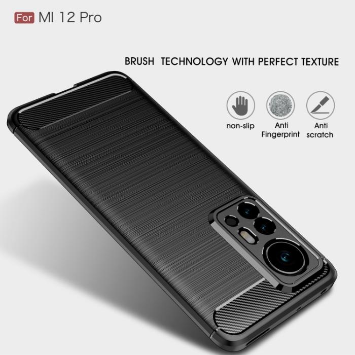 Bild 4,  Xiaomi 12 Pro Skal Borstad Stål Textur Svart - Teknikhallen.se