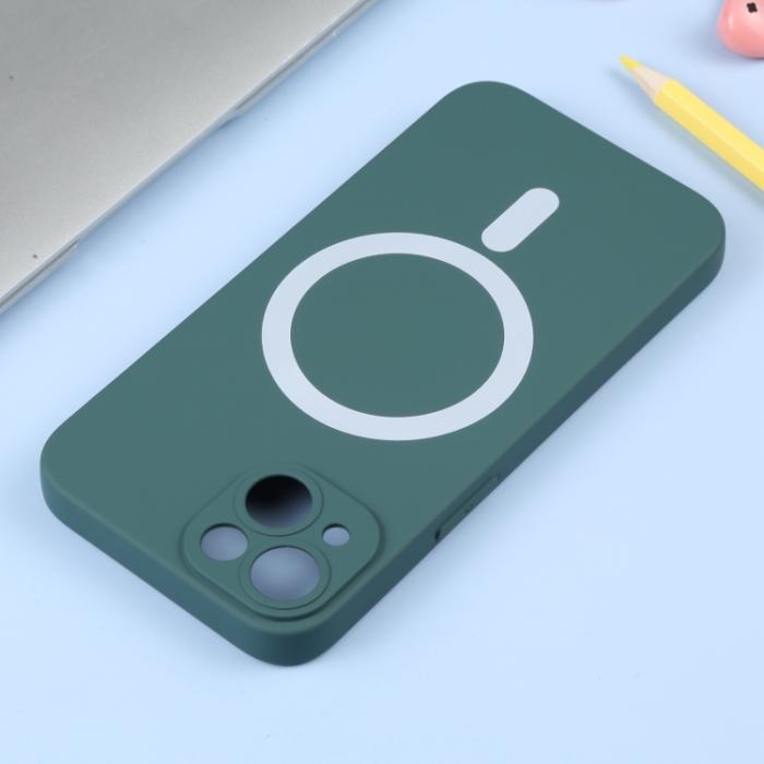 Bild 3,  iPhone 14 Skal MagSafe Liquid Silikon Mörk Grön - Teknikhallen.se