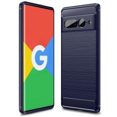  Google Pixel 7 Pro Skal Borstad St&aring;l Textur Bl&aring; - Teknikhallen.se
