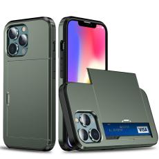  iPhone 13 - Hybrid Skal Med Kortfack - Gr&ouml;n - Teknikhallen.se