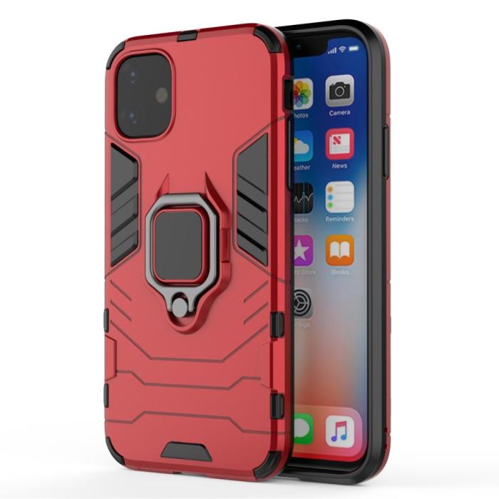 Bild 2,  iPhone 11 - Armour Ring Skal - Funkar med magnethållare - Röd - Teknikhallen.se