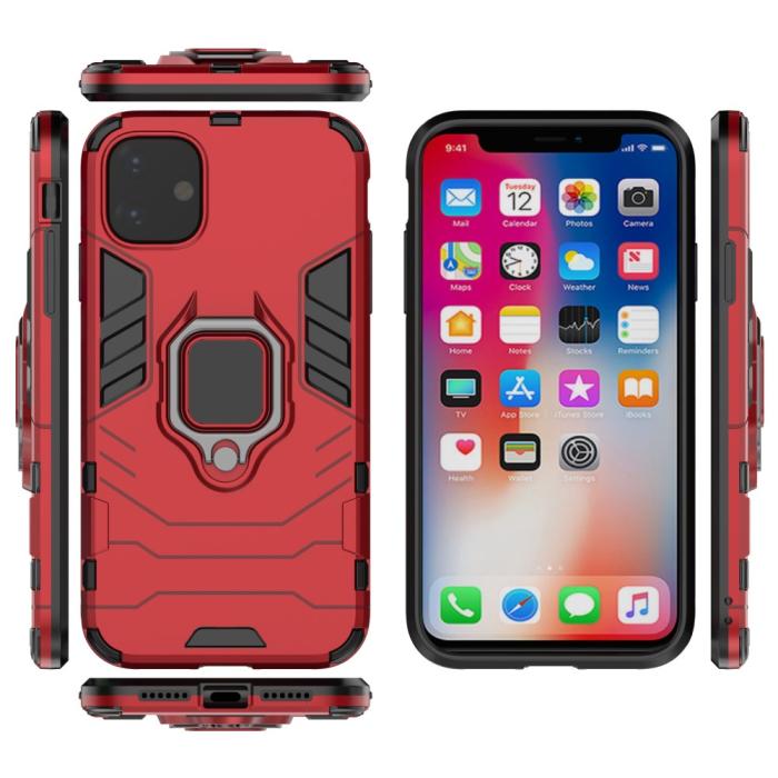 Bild 4,  iPhone 11 - Armour Ring Skal - Funkar med magnethållare - Röd - Teknikhallen.se