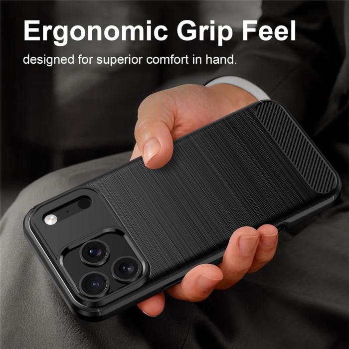 Bild 2,  iPhone 18 Pro / 17 Pro Skal TPU Kolfiber Textur Svart - Teknikhallen.se