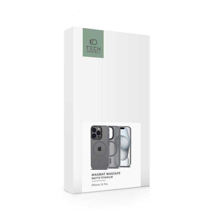 Bild 6, Tech-Protect Tech-Protect iPhone 15 Pro Skal MagSafe MagMat Titanium - Teknikhallen.se