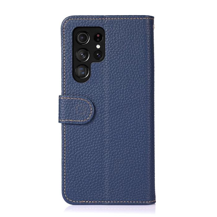 Bild 3, KHAZNEH KHAZNEH Samsung Galaxy S22 Ultra Fodral Litchi Äkta Läder Blå - Teknikhallen.se