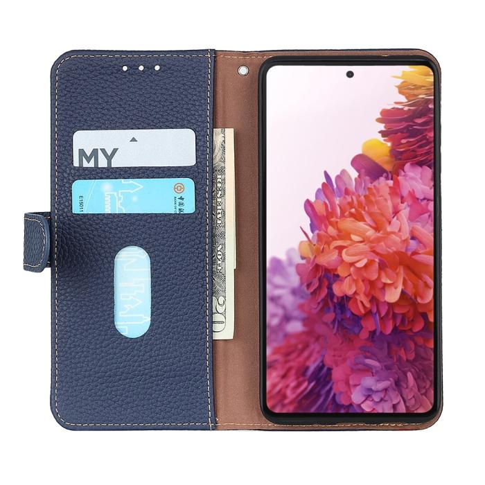 Bild 5, KHAZNEH KHAZNEH Samsung Galaxy S22 Ultra Fodral Litchi Äkta Läder Blå - Teknikhallen.se