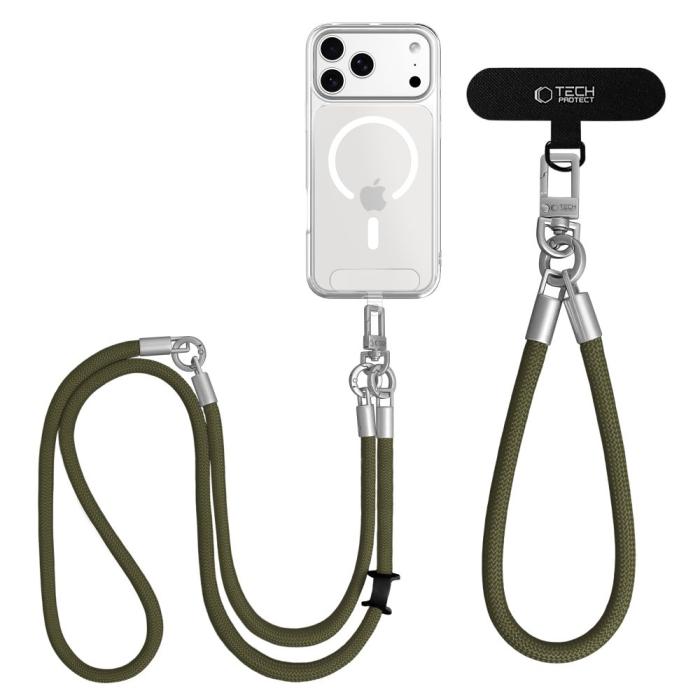 Bild 3, Tech-Protect Tech-Protect Mobilsnöre CrossBody & Wrist Rope Olive Green - Teknikhallen.se