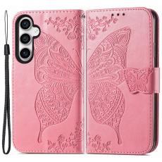  Samsung Galaxy S23 FE Fodral Fj&auml;ril Tryck Rosa - Teknikhallen.se