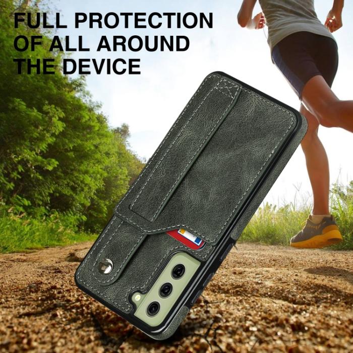 Bild 5,  Samsung Galaxy S21 FE Skal Med Kortfack Och Strap Grön - Teknikhallen.se