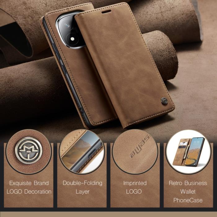 Bild 5, CASEME CASEME Redmi Note 14 Pro/Pro Plus 5G Fodral Flip Retro Läder - Teknikhallen.se