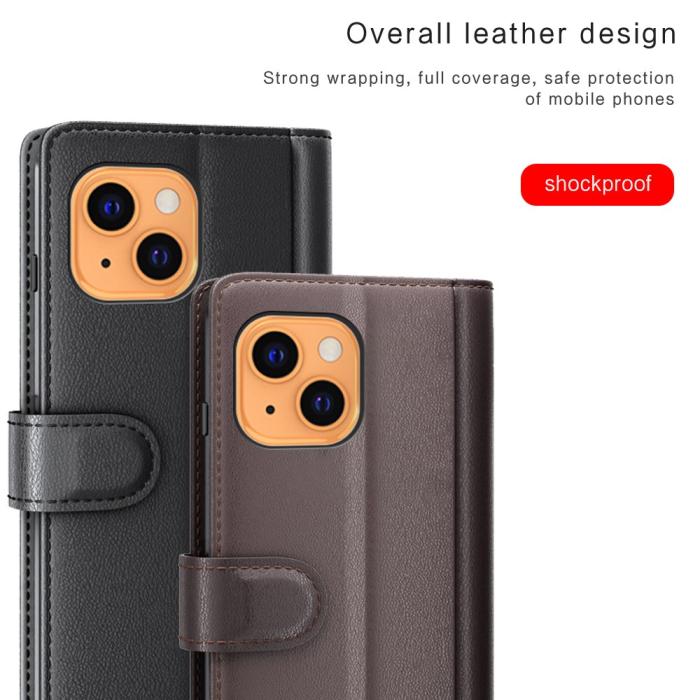 Bild 3,  iPhone 13 - Premium Äkta Läder Fodral - Svart - Teknikhallen.se