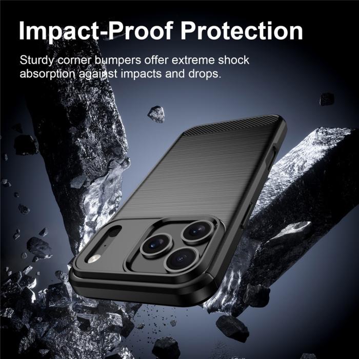 Bild 4,  iPhone 18 Pro / 17 Pro Skal TPU Kolfiber Textur Svart - Teknikhallen.se