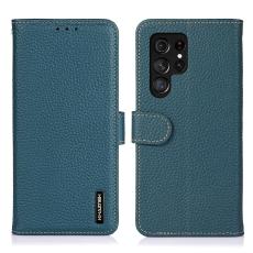 KHAZNEH KHAZNEH Samsung Galaxy S22 Ultra Fodral Litchi &Auml;kta L&auml;der Gr&ouml;n - Teknikhallen.se