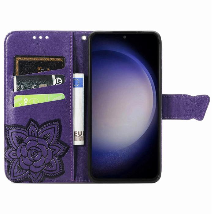 Bild 2,  Samsung Galaxy S23 FE Fodral Fjäril Tryck Lila - Teknikhallen.se
