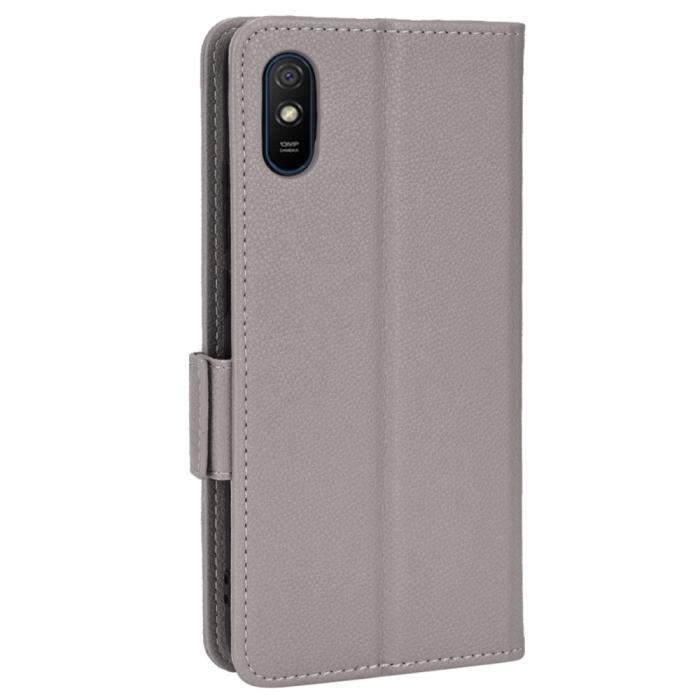 Bild 3,  Xiaomi Redmi 9A / 9AT Fodral Litchi Textur Grå - Teknikhallen.se
