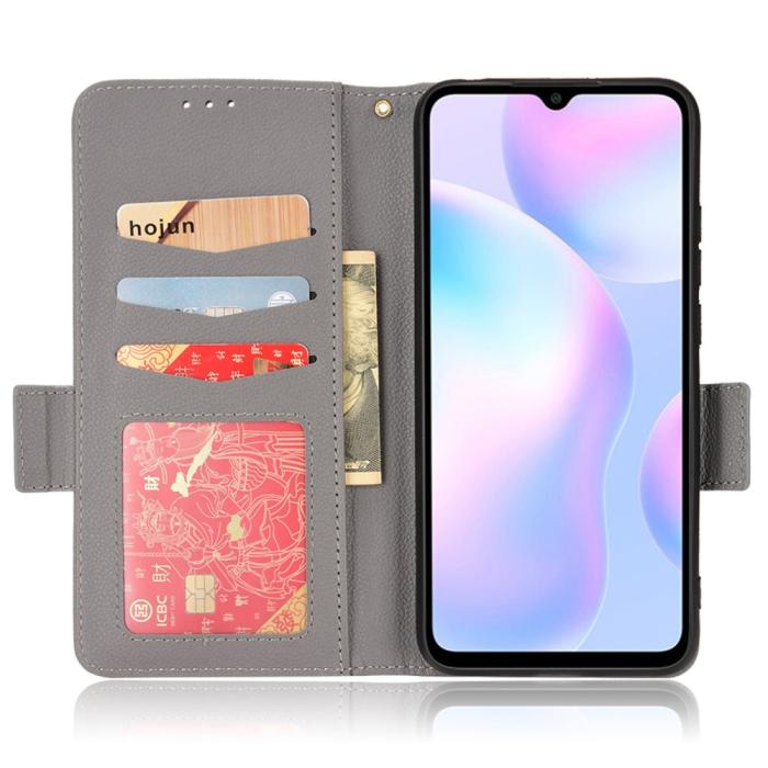 Bild 4,  Xiaomi Redmi 9A / 9AT Fodral Litchi Textur Grå - Teknikhallen.se