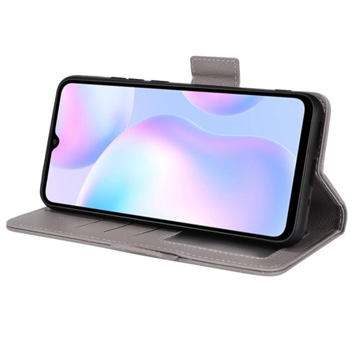 Bild 5,  Xiaomi Redmi 9A / 9AT Fodral Litchi Textur Grå - Teknikhallen.se