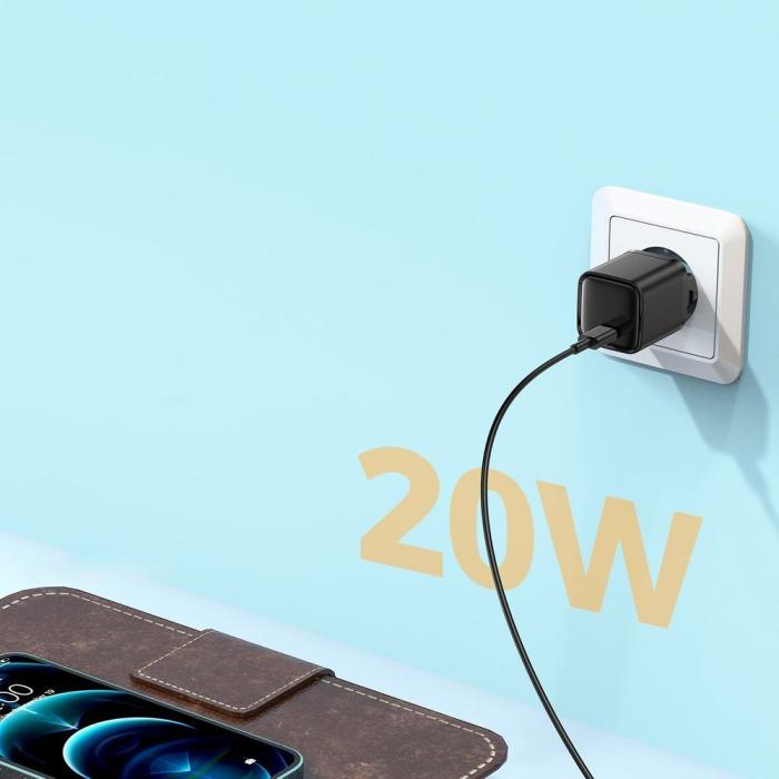 Bild 4, JOYROOM Joyroom 20W USB-C PD QC Väggladdare Svart - Teknikhallen.se