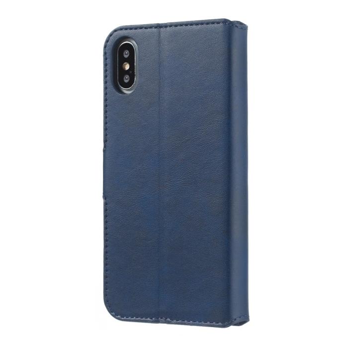 Bild 4,  iPhone X/Xs - Solid Läder Fodral - Blå - Teknikhallen.se
