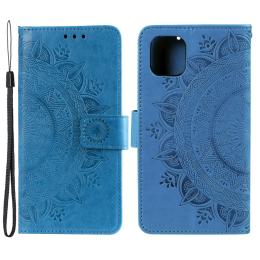  iPhone 13 - Tryckt Mandala Läder Fodral - Blå - Teknikhallen.se