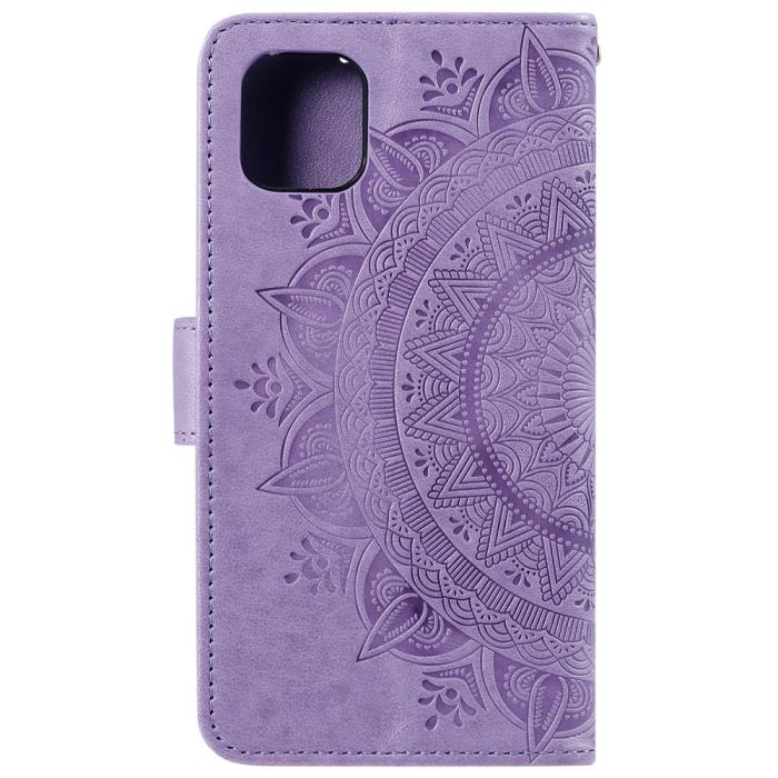 Bild 3,  iPhone 13 - Tryckt Mandala Läder Fodral - Lila - Teknikhallen.se