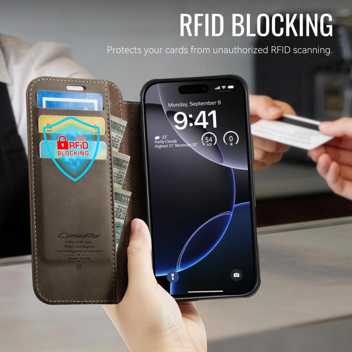 Bild 4, CASEME CASEME iPhone 16 Pro Max Skal RFID Plånbok Brun - Teknikhallen.se