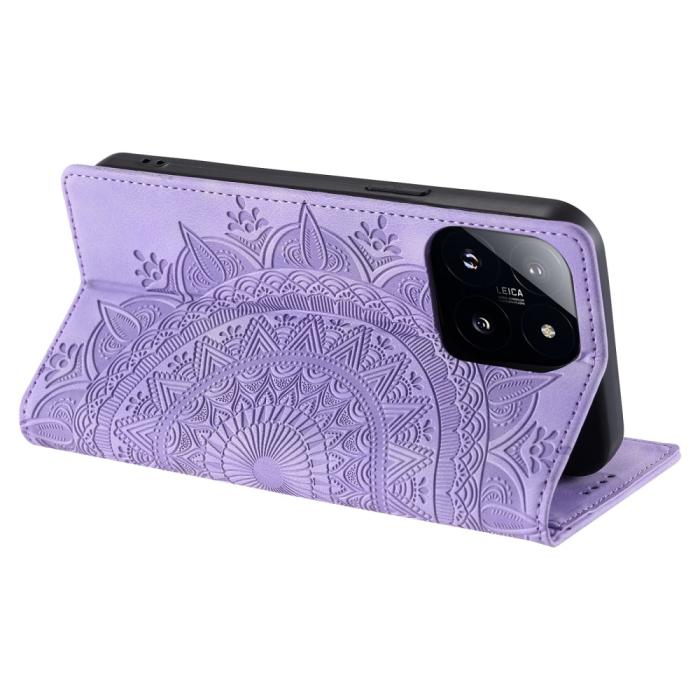 Bild 4,  Xiaomi 14 Fodral Mandala Flip Läder Lila - Teknikhallen.se