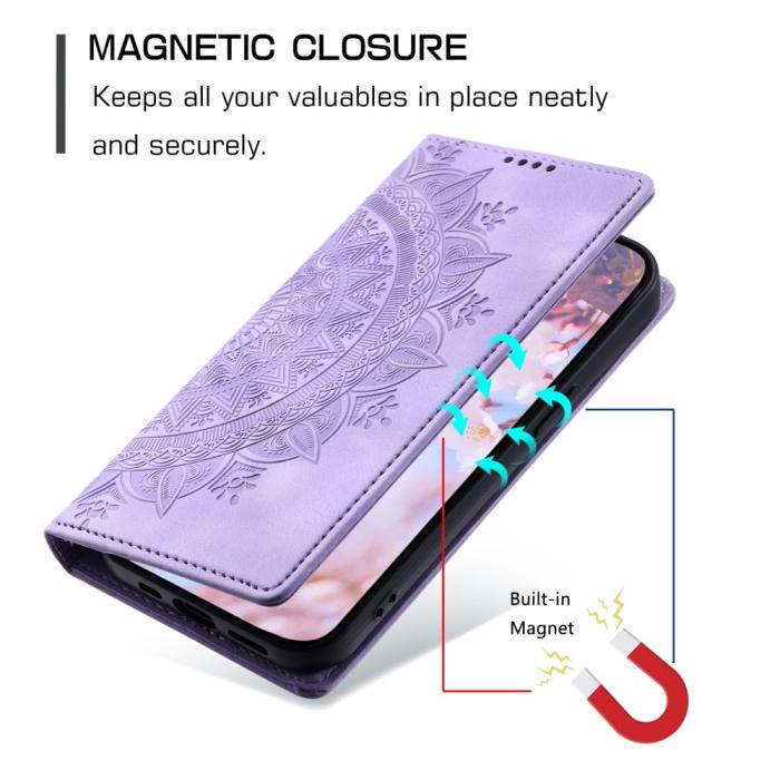 Bild 5,  Xiaomi 14 Fodral Mandala Flip Läder Lila - Teknikhallen.se