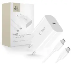 Tech-Protect Tech-Protect 20W USB-C V&auml;ggladdare PD Inkl. USB-C Kabel Vit - Teknikhallen.se