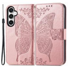  Samsung Galaxy S23 FE Fodral Fj&auml;ril Tryck Ros&eacute;guld - Teknikhallen.se