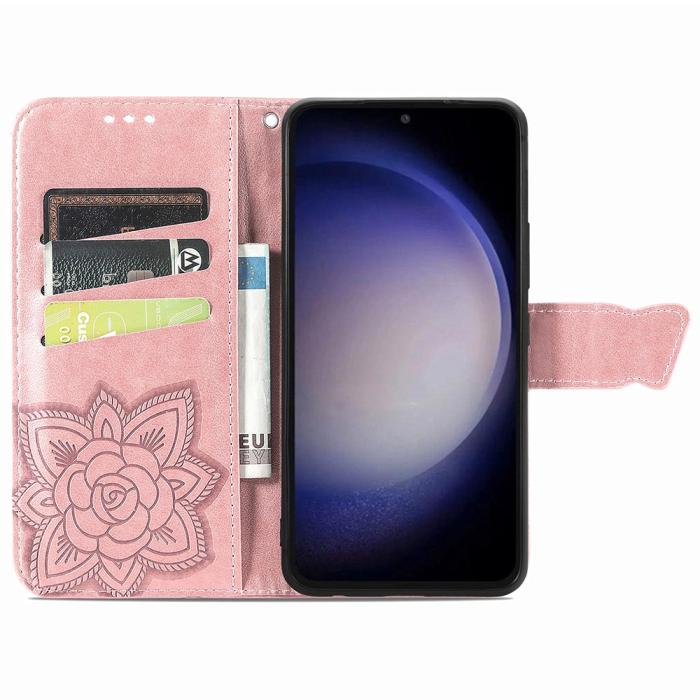 Bild 2,  Samsung Galaxy S23 FE Fodral Fjäril Tryck Roséguld - Teknikhallen.se
