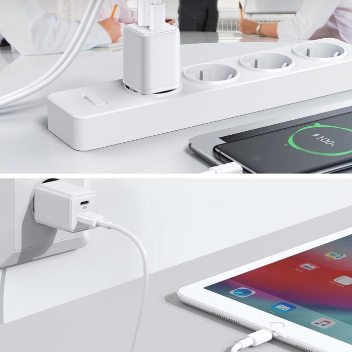 Bild 2, JOYROOM Joyroom 30W PD QC USB-C / USB-A Väggladdare Vit - Teknikhallen.se