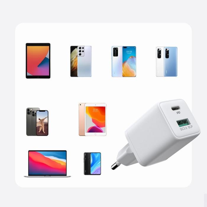 Bild 3, JOYROOM Joyroom 30W PD QC USB-C / USB-A Väggladdare Vit - Teknikhallen.se